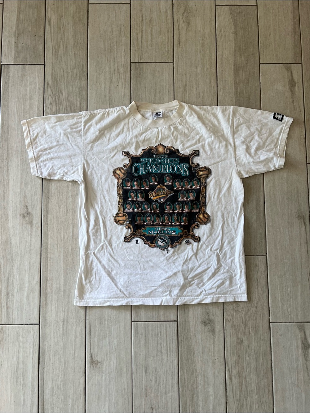 Vintage Florida Marlins T Shirt Mens L 1997 World Series Champions USA